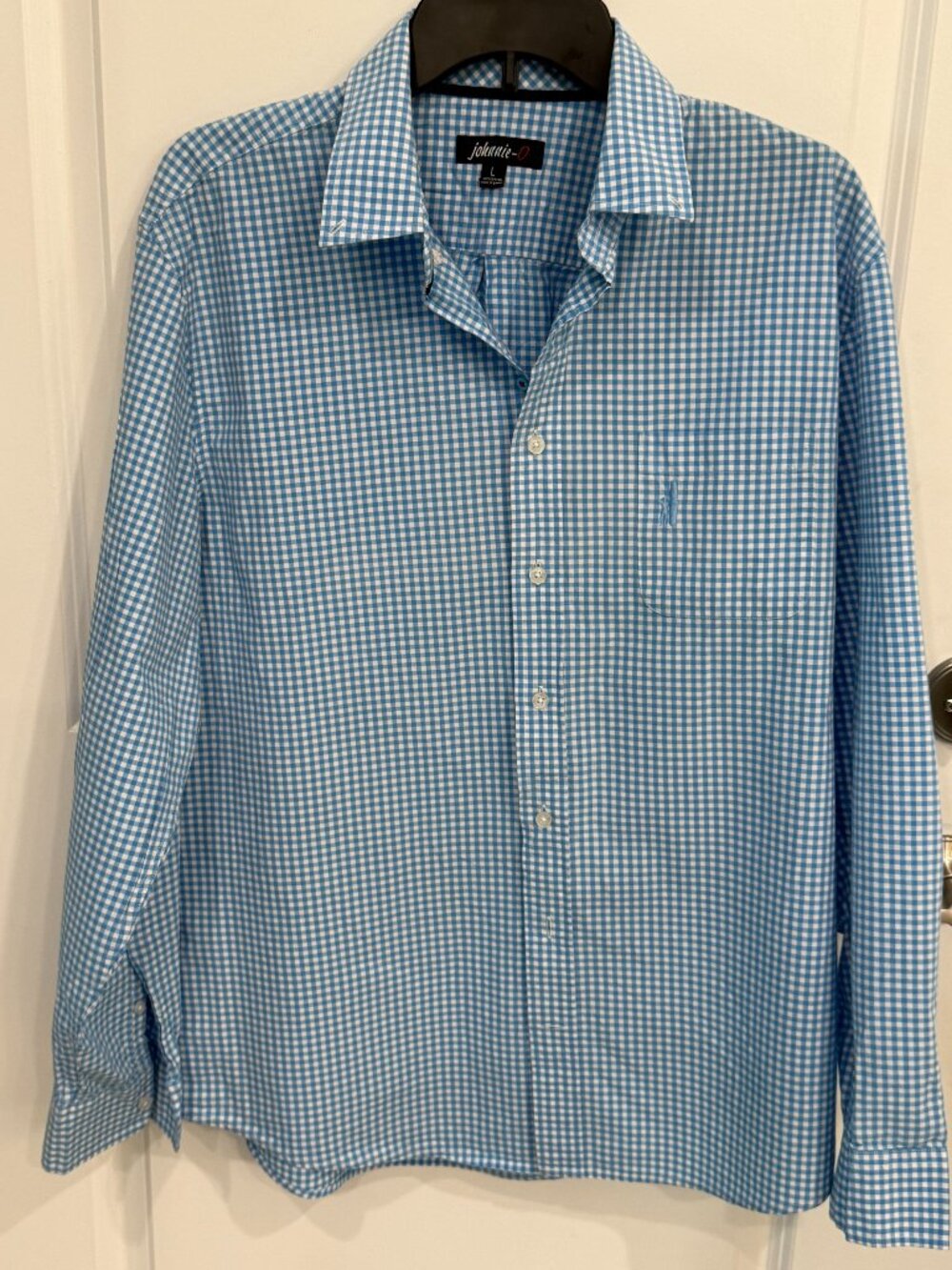 Johnnie-O Blue & White Gingham Long Sleeve Button Down Shirt